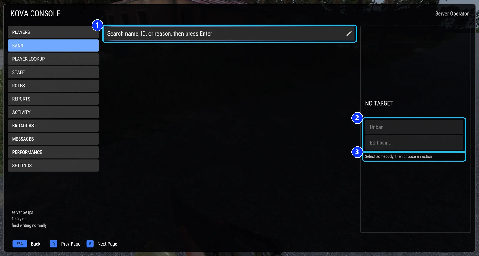 The Bans page
