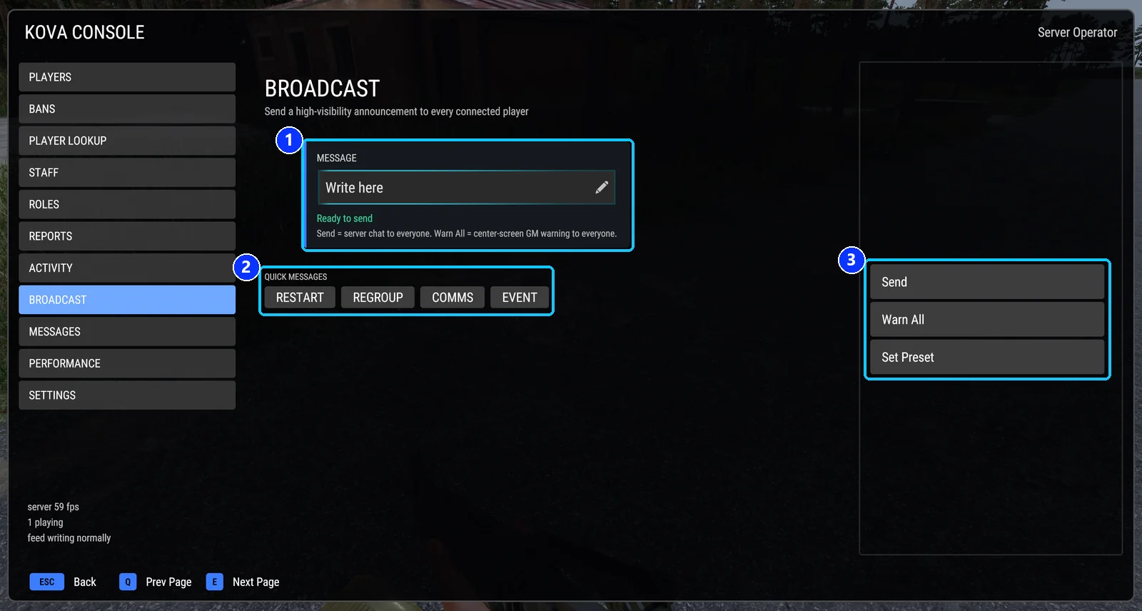 The Broadcast page