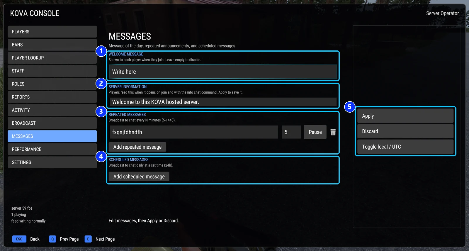 The Messages page