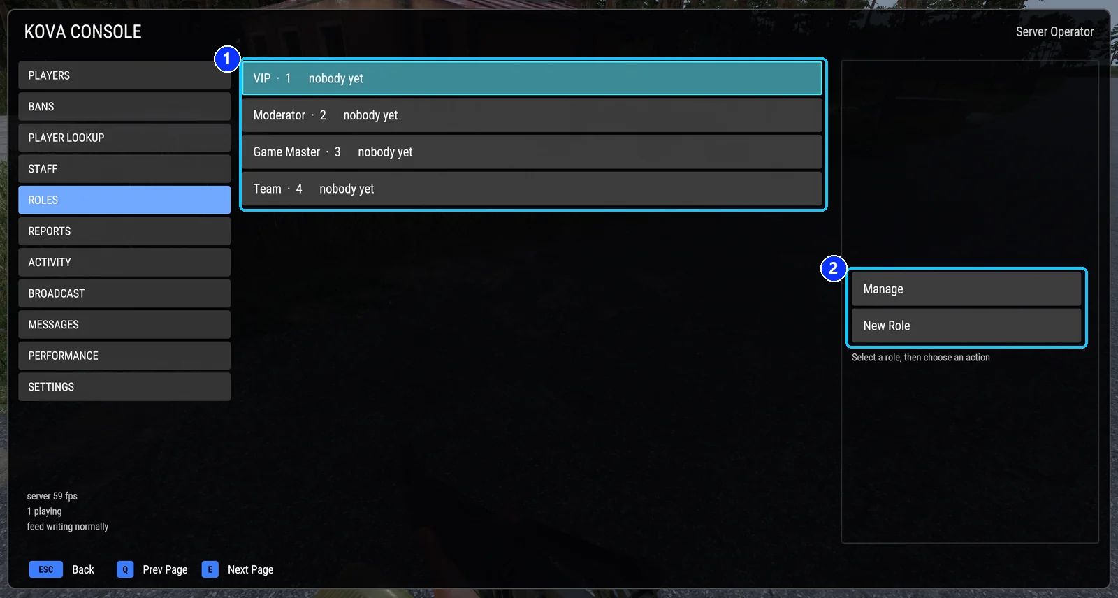 The Roles page