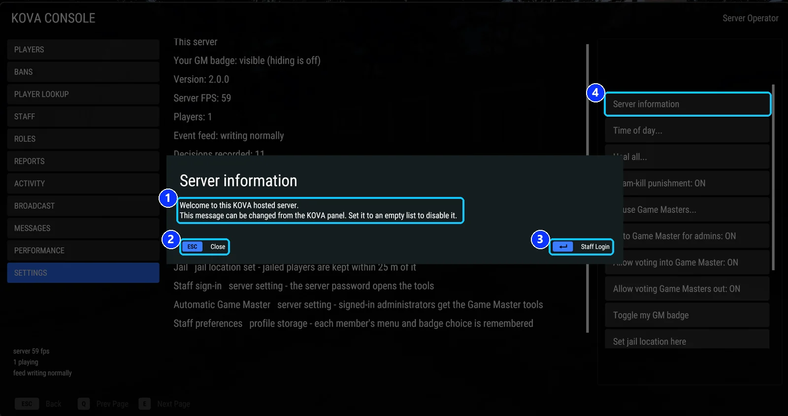 The server information notice